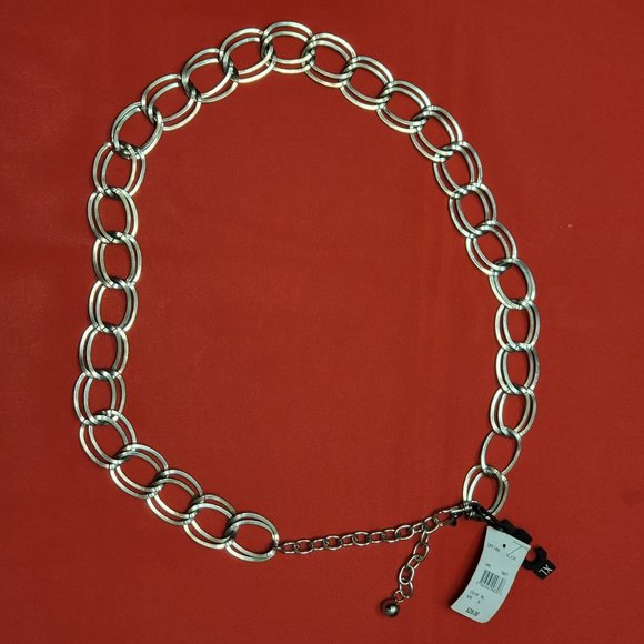 Textured Silver Tone Braided Chain Waist Belt - Picture 2 of 12